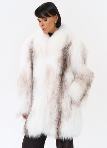 Белая шуба из лисы