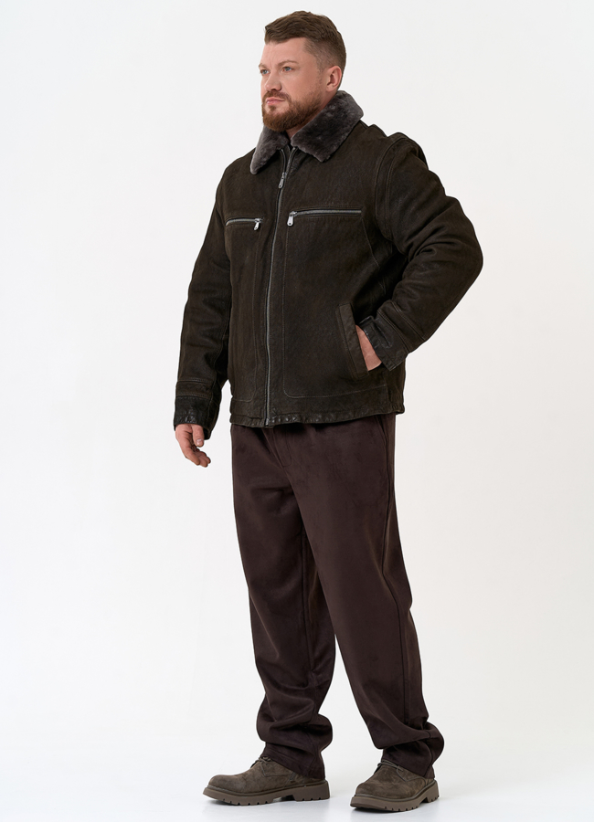 Куртка из натуральной кожи с отделкой из овчины модель № 31657 универмаг малина