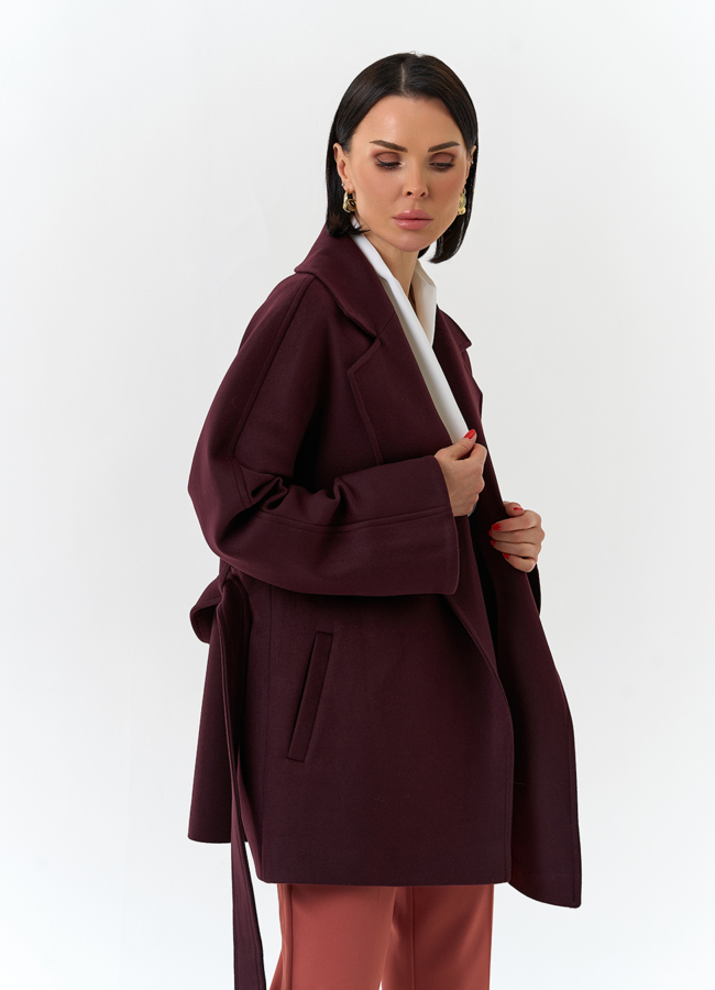 Женское укороченное пальто с английским воротником модель № 32640 универмаг малина