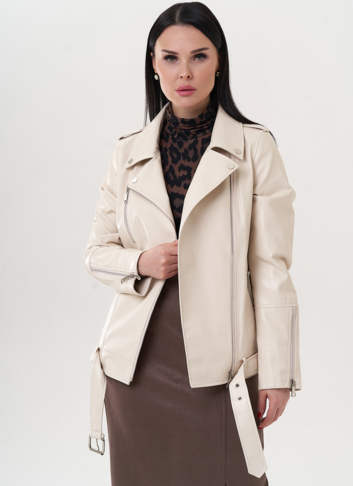 Куртка "косуха" молочного цвета