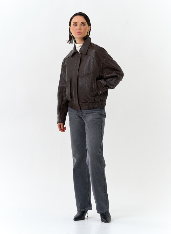 Женская куртка бомбер из натуральной кожи