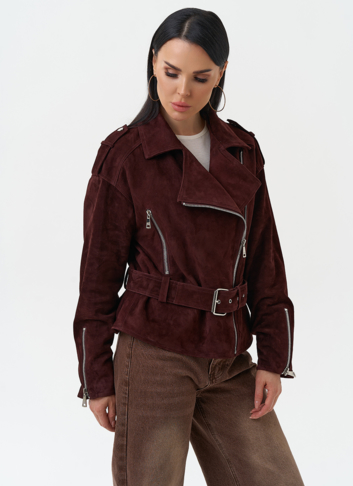 Женская куртка из натуральной замши с поясом Женская куртка из натуральной замши с поясом