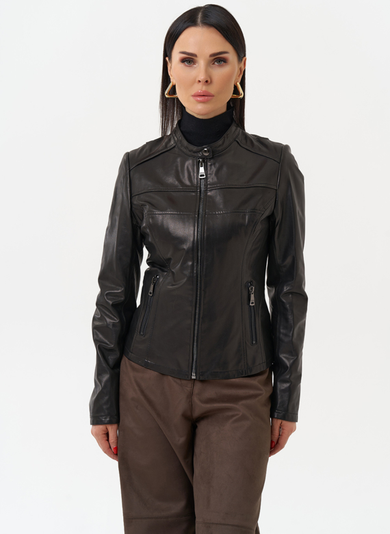 Кожаная куртка на молнии