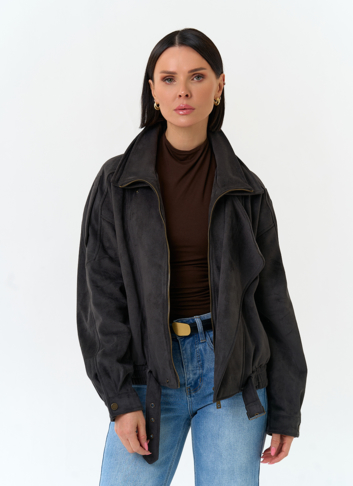 Женская куртка бомбер из эко замши