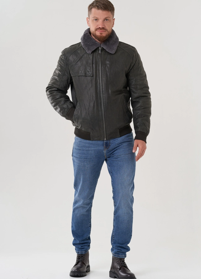 Мужская куртка из натуральной кожи  модель № 82308 в кредит