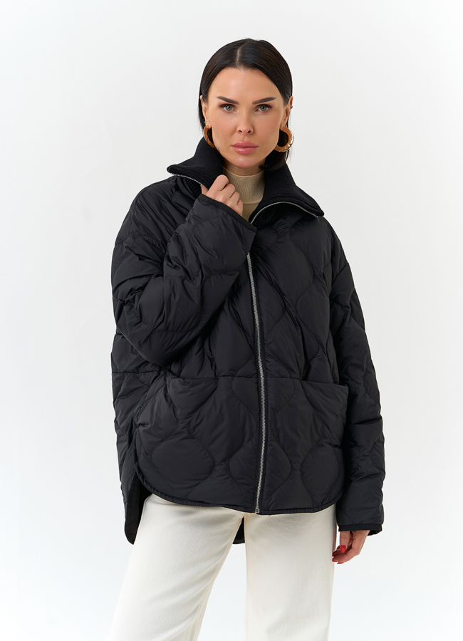 Женская двухсторонняя куртка с высоким воротником модель № 32665 универмаг малина