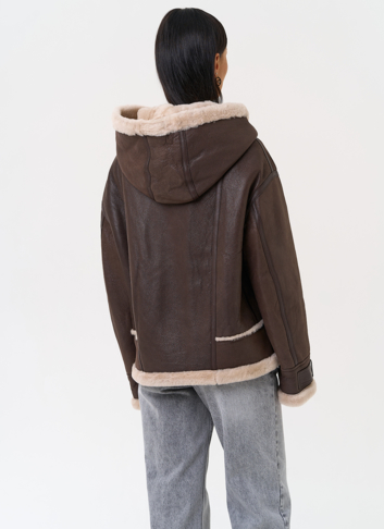 Натуральная дубленка с капюшоном