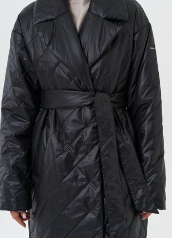 Стеганый пуховик с английским воротником