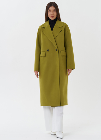 Пальто зеленого цвета с английским воротником
