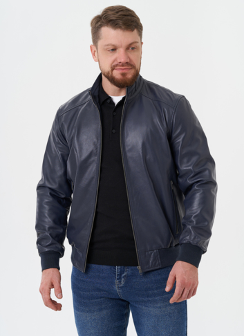 Мужская кожаная куртка "бомбер"