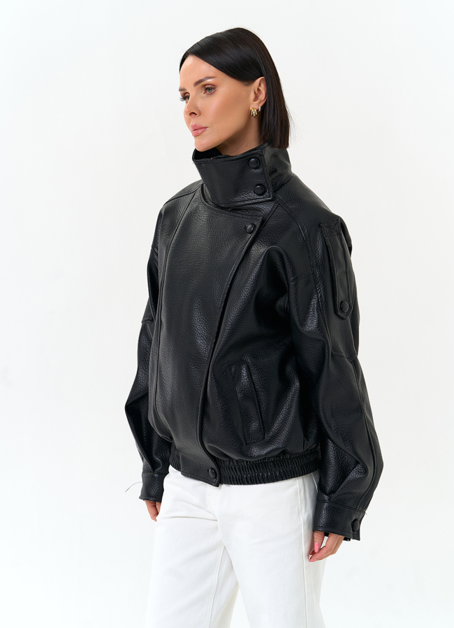 Женская куртка из эко кожи с воротником стойкой модель № 33143 универмаг малина