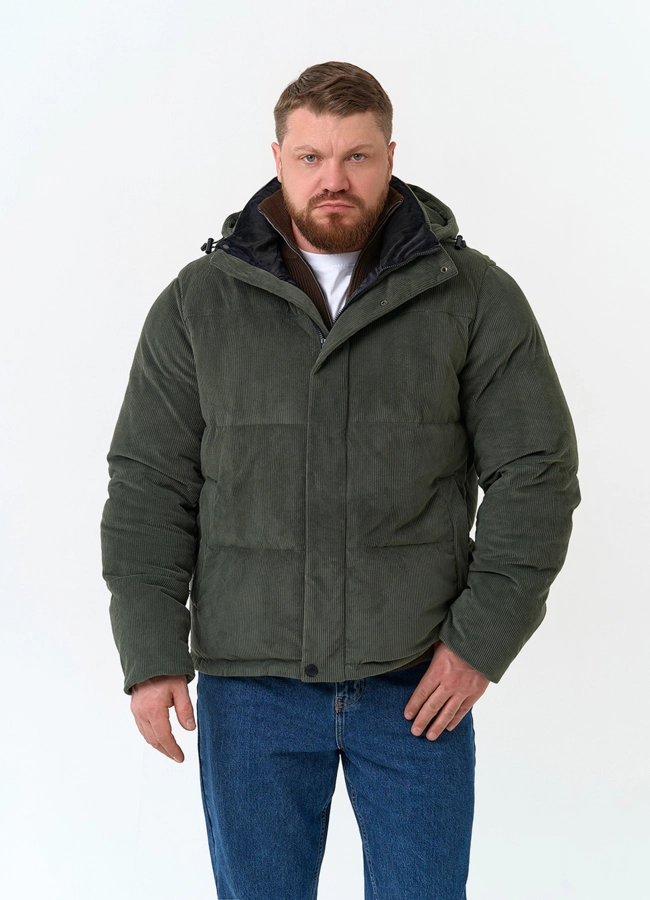 Мужской пуховик с капюшоном модель № 34062 меха малина фото