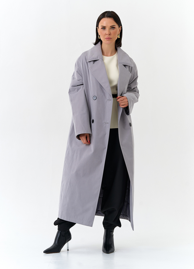 Женский утепленный плащ с английским воротником модель № 32576 универмаг малина