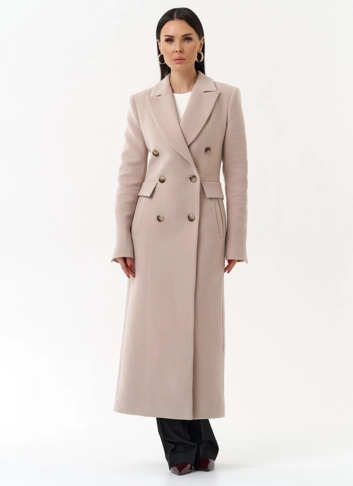 Двубортное пальто с английским воротником