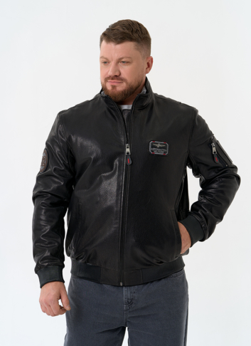 Мужская куртка бомбер из натуральной кожи Мужская куртка бомбер из натуральной кожи