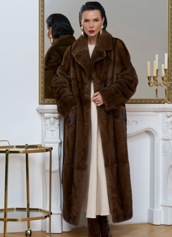Длинная шуба из меха скандинавской норки