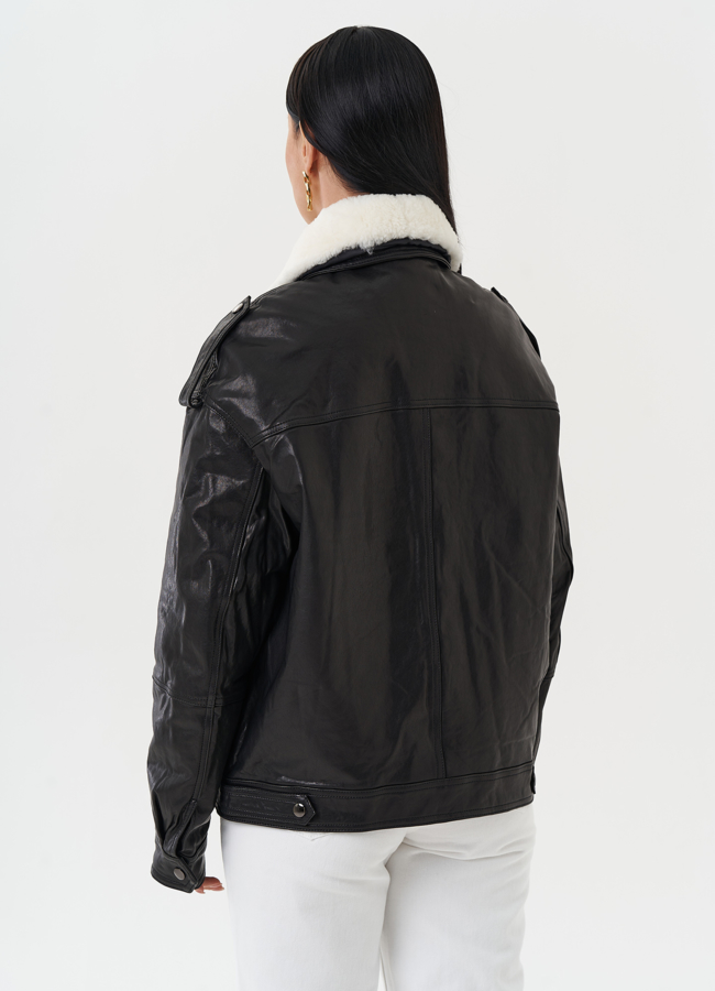 Утепленная куртка-пилот из натуральной кожи модель № 28113 универмаг малина