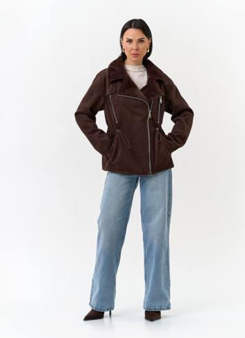 Женская дубленка из эко замши