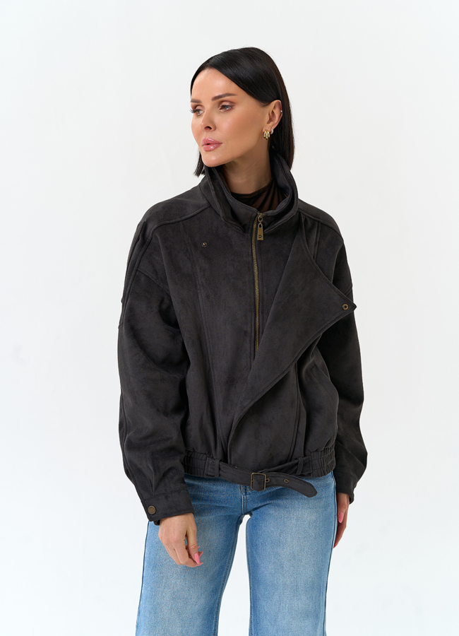 Женская куртка бомбер из эко замши модель № 33032 универмаг малина