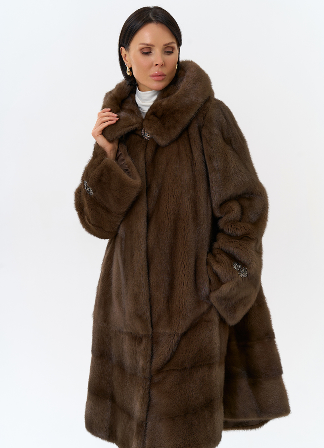 Шуба из меха норки с капюшоном модель № 29094 универмаг малина