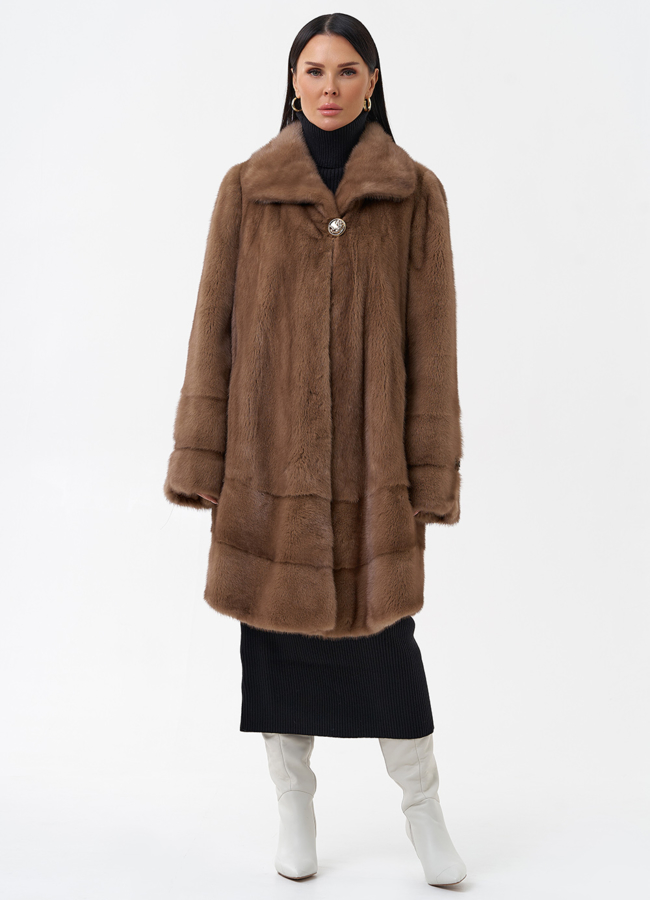 Норковая шуба с воротником модель № 28934 в рассрочку