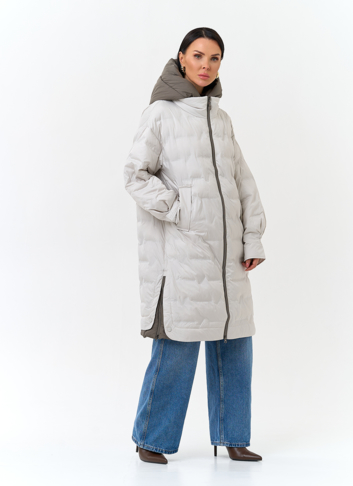 Женское утепленное пальто с капюшоном