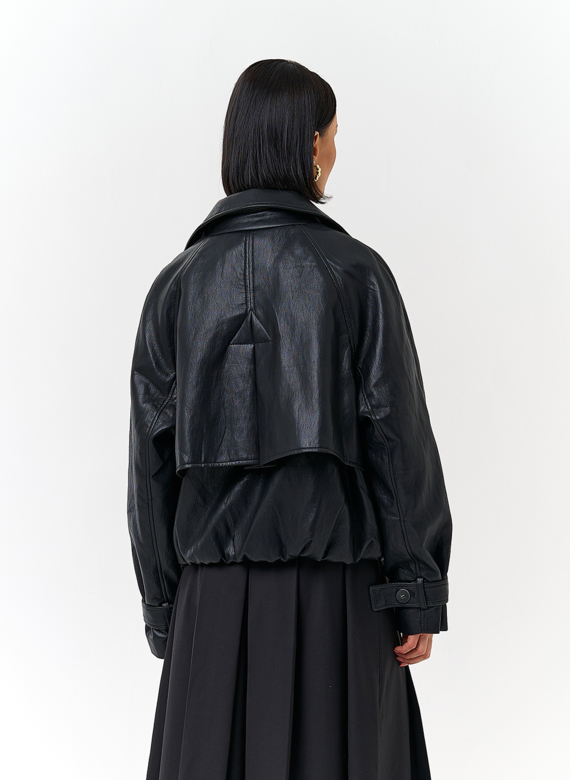 Женская утепленная куртка из эко кожи