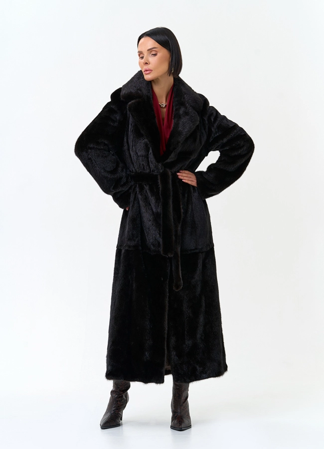 Женская шуба из меха норки с английским воротником модель № 33904 в рассрочку