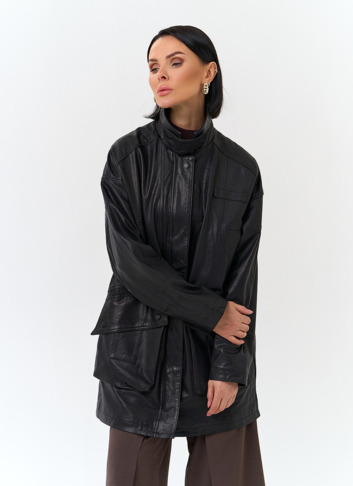 Женская удлиненная куртка из натуральной кожи Женская удлиненная куртка из натуральной кожи