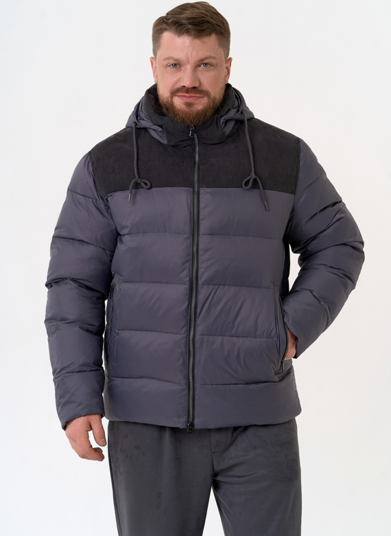 Мужской пуховик с отделкой из вельвета