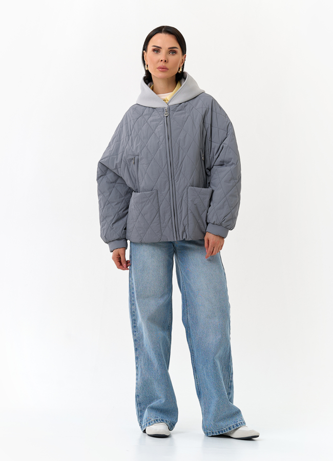 Женская куртка с трикотажным капюшоном модель № 32837 универмаг малина