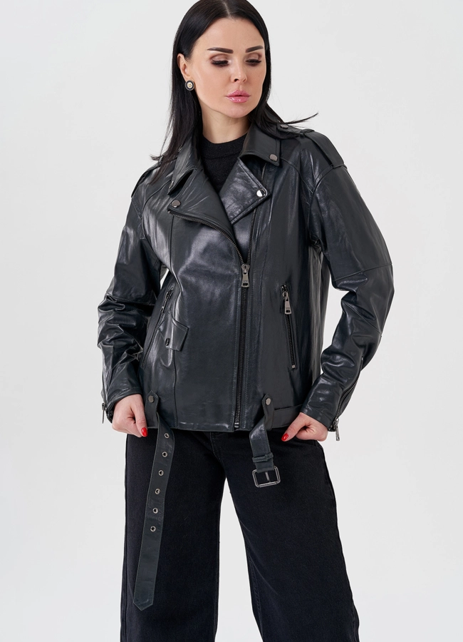 Женская куртка-косуха из натуральной кожи модель № 24086 универмаг малина