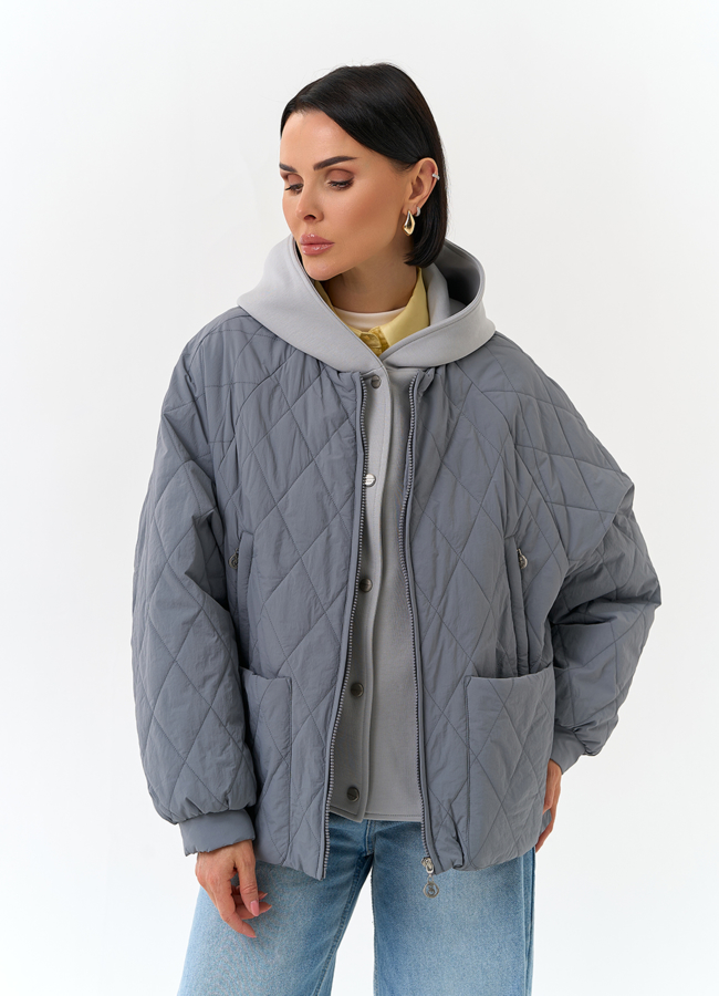 Женская куртка с трикотажным капюшоном модель № 32837 в кредит