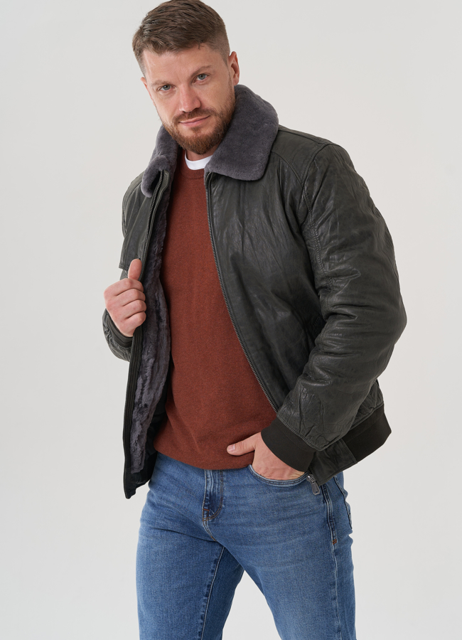 Мужская куртка из натуральной кожи  модель № 82308 в рассрочку