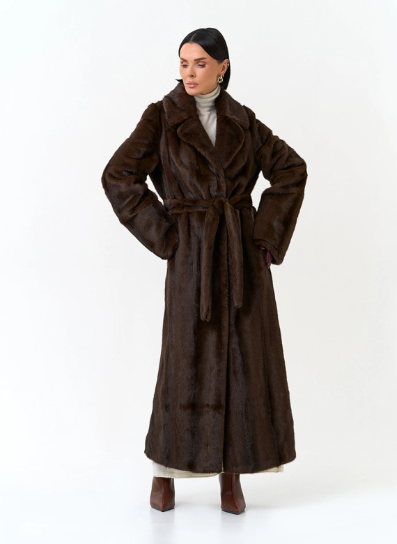 Длинная шуба из эко меха фото