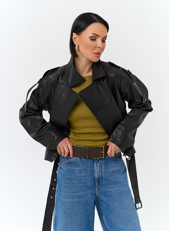 Женская куртка косуха из натуральной кожи