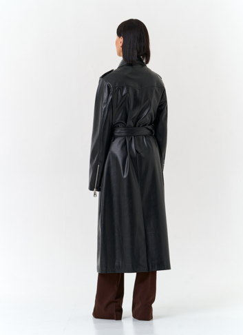 Женский длинный плащ из эко кожи 