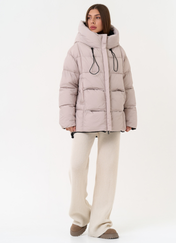 Двухсторонний женский пуховик с капюшоном