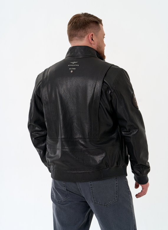 Мужская куртка бомбер из натуральной кожи