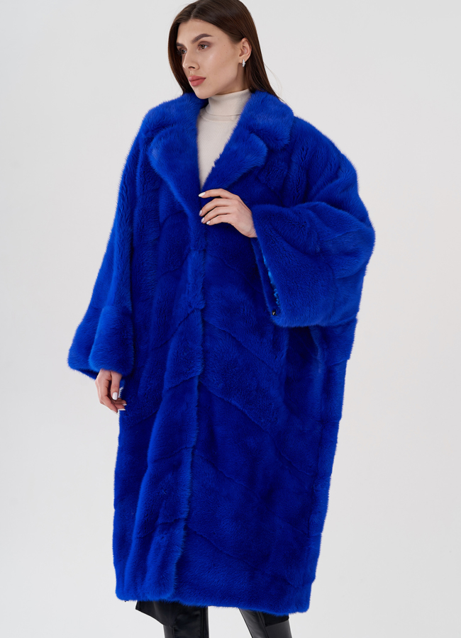 Норковая шуба с английским воротником  модель № 83359 универмаг малина