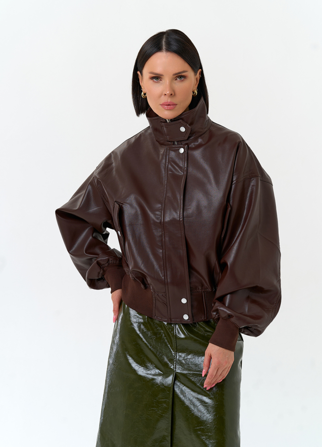 Женская куртка бомбер из эко кожи модель № 33155 в рассрочку