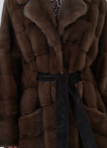 Норковая шуба с английским воротником 