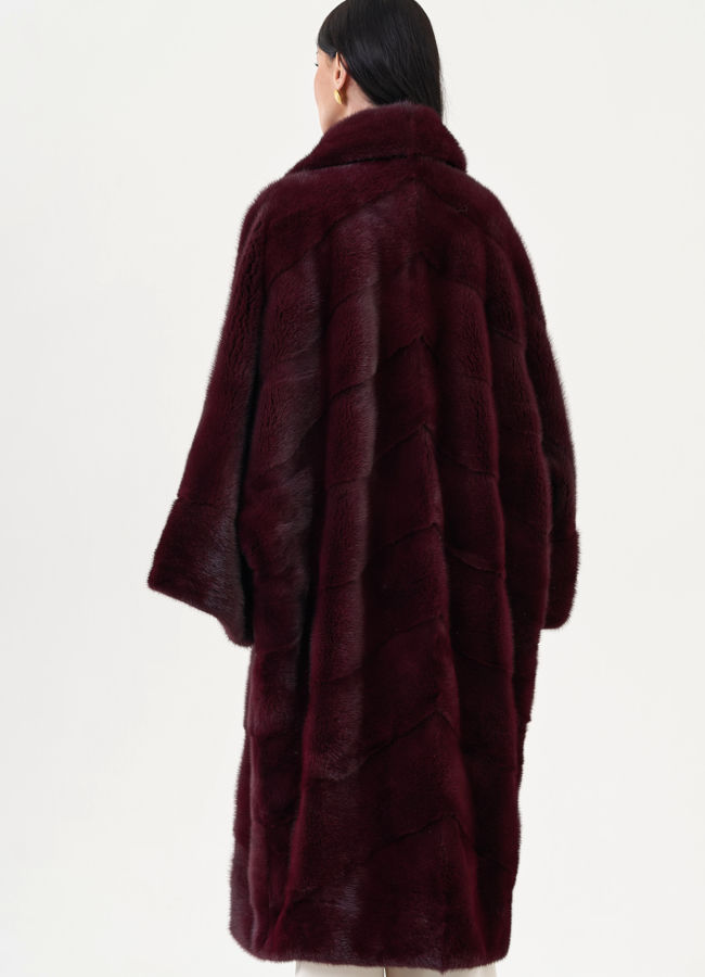Шуба из меха норки бордового цвета модель № 24707 универмаг малина