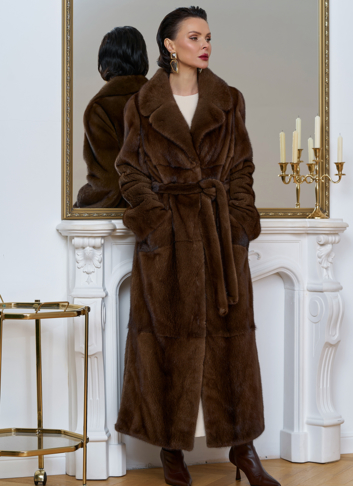 Длинная шуба из меха скандинавской норки