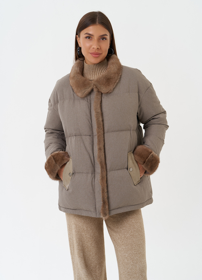 Куртка с отделкой из меха норки модель № 28833 меха малина
