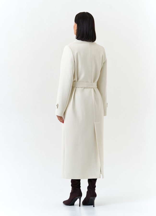 фото Женское пальто белого цвета модель № 32643