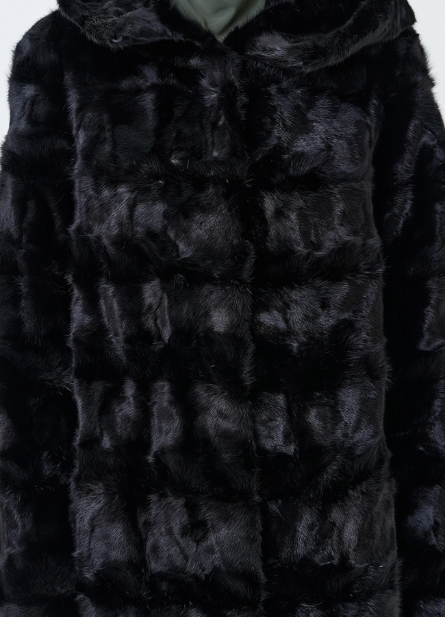 Шуба из меха норки с капюшоном модель № 33820 универмаг малина
