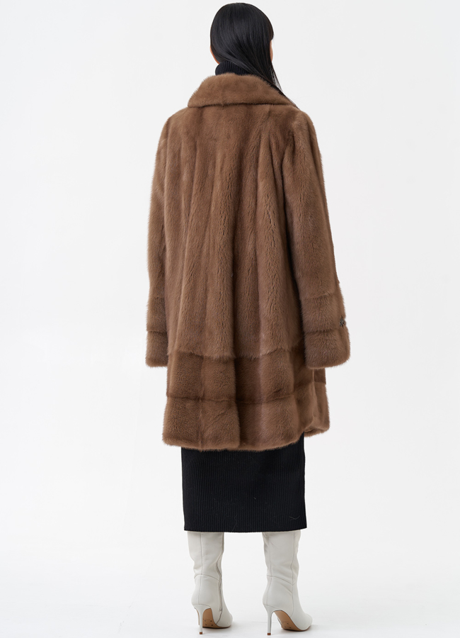 фото Норковая шуба с воротником модель № 28934