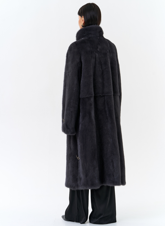 Норковая шуба с воротником стойка 